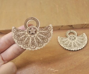 Wooden Floral Earrings Hand Carved Decorative Pendant Craft Supply - Product Image 4