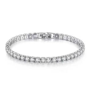 Princess Cut Diamond Chain Link <b>Bracelet</b> Rhodium Plated Unisex Classic Wedding Jewelry - Product Image 1
