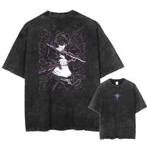 Camiseta Unisex Vintage con Estampado Gráfico, Cuello Redondo, Corte Holgado, Informal, Elegante, para Uso Diario y Moda Urbana - Product Image 1