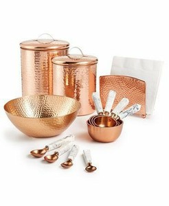 Juego de Vajilla de Cobre Martillado con Recipientes de Almacenamiento, Tazón y Cucharas Medidoras - Duradero y Apto para Lavavajillas, Ideal para Cocinar y Comer - Product Image 2