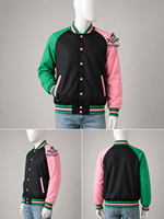 Veste universitaire HMR sur mesure Alpha Kappa Greek Sorority 100 % polyester satiné respirante avec broderie, vente en gros pour hommes et femmes