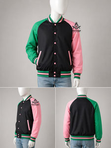 HMR Custom Made Alpha Kapa Greek Sororiy 100% Polyester Satin Varsity Jacket Breathable <b>Stand</b> Embroidery Wholesale for Men Women - Product Image 4