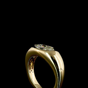Anillo de compromiso de banda ancha con diamante cultivado en laboratorio de corte marquesa, chapado en rodio, certificado IGI, en oro de 10K, 14K, 18K, plata 925, 935 - Product Image 4