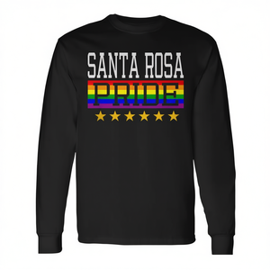 Maglietta a Maniche Lunghe Unisex con Bandiera Arcobaleno Pride di Santa Rosa, Girocollo per Adulti, Promozionale - Product Image 2