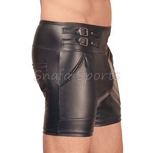 กางเกงขาสั้นหนังสำหรับผู้ชายกางเกงขาสั้นหนังดีไซน์แฟชั่นล่าสุดโลโก้ออกแบบได้ตามต้องการ - Product Image 4