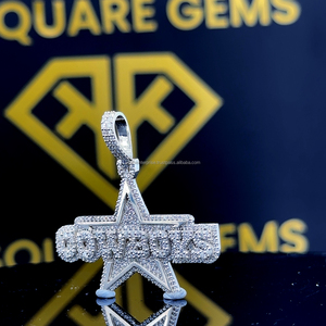 Pendentif lettre rond en moissanite VVS, pendentifs lettre hip-hop sertis de pierres, pendentif charme personnalisé en argent et moissanite, cadeau de Noël - Product Image 2
