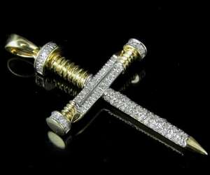 Colgante de Cruz con Moissanita, Chapado en Oro de 18K sobre Plata 925, Estilo Hip Hop de Lujo para Hombre - Product Image 1