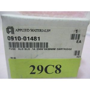 AMAT 0910-01481 Fusible Slo Blo .1A 250V 5x20mm - Équipements et Pièces Semi-conducteurs Mondiaux de Confiance - Product Image 1
