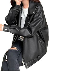 Femmes élégant nouvelle mode Faux cuir veste haute rue noir PU cuir moto manteau laine doublure pour automne hiver automne - Product Image 1