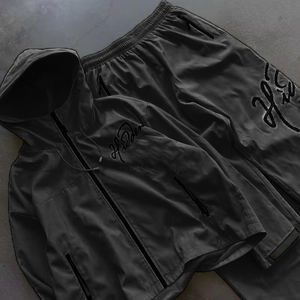 Lightweight Nylon Windbreaker <b>Jackets</b> and Nylon Track Pants Set Custom Stitching Mesh Fabric Jogging <b>Suits</b> Windbreaker Tracksuit - Product Image 1