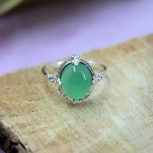 Natural <b>Green</b> Onyx <b>Ring</b> 925 Sterling Silver Handmade Gemstone <b>Ring</b> Boho Chunky Statement Jewelry for Women - Product Image 6