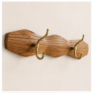 Perchero de Pared de Madera Maciza Moderno Hecho a Mano con 3 Ganchos de Latón para Decoración de Hogar de Lujo para Abrigos, Sombreros y Bolsos - Product Image 3