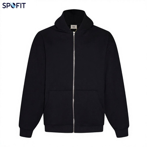 Wholesale Hot Selling Highweight Men's Casual Hoodies Lined Washed School Style Oversized Zip-up with 3D Pattern Winter Hooded - Product Image 3