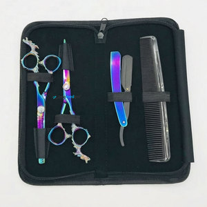 Professional Hair Cutting Thinning Scissors <b>Set</b> with Comb Razor Sharp Blade Tip Sustainable Steel Rainbow Plasma <b>Barber</b> Shears - Product Image 4