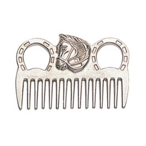 Personnalisé fait Nouveau Équitation En Aluminium Simple Face En Métal Peigne Fabricant Personnalisé Équitation Peigne avec Tête De Cheval - Product Image 1