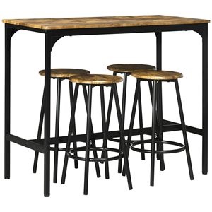 Set di mobili da Bar industriali in 5 pezzi sgabelli rotondi con struttura in metallo e tavolo per sala da pranzo da Pub - Product Image 1