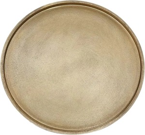 Bandeja redonda de metal dorado con patrón floral grabado, bandeja decorativa hecha a mano para servir, bandeja para mesa de centro, bandeja para cocina. - Product Image 3