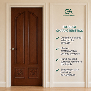 Panel de Puerta Arqueado GA-22S Clásico de Madera Sólida con Diseño Floral para Interiores Residenciales, Calidad Garantizada - Product Image 2