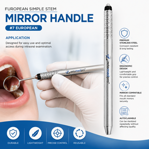 European Simple Stem Mirror Handle #7 Dental Mirror Handle Stainless Steel Zetomed Pro - Product Image 2