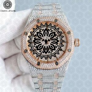 Montre de luxe Charm Jewells en acier inoxydable, incrustée de diamants, mouvement mécanique analogique, boîtier de 40 mm, design ajouré, cadran en verre 10 - Product Image 1