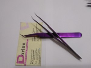 High Quality Purple Plasma 90 Degree Tweezers Stainless Steel Lash Tweezers Custom Logo Curved Volume Tweezer Eyelash Extension - Product Image 2