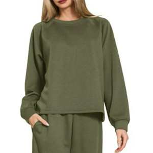 Ensemble sweat-shirt et pantalon Zenana pour femme - Inspiré DK OLIVE Taille S Vêtements confortables - Product Image 2