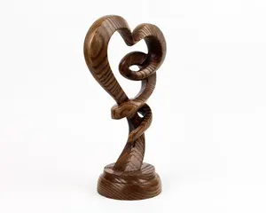 Statue de cœur en bois moderne 2026, sculpture abstraite au design minimaliste, courbes lisses, finition bois naturel, décor romantique, élégant - Product Image 4