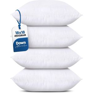 Set di 4 Cuscini Decorativi Bianchi 18 X 18 Pollici per Divano, Letto e Poltrona - Product Image 3