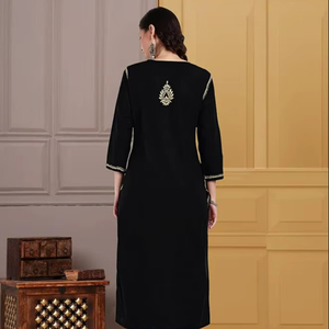 Classic Hand Embroidered Lucknowi <b>Chikankari</b> Cotton Kurti Kurta for Women Traditional Wear - Product Image 3