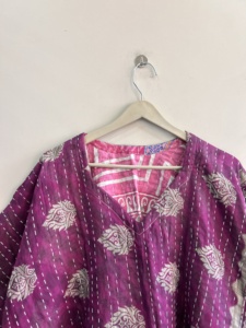 Oversized Handmade Tie Dye Kantha Stitched Top <b>Poncho</b> For Women Vintage Recycled Top - Product Image 3