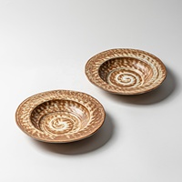 Assiettes de restaurant faites à la main en céramique et porcelaine, style japonais, 20 cm, vaisselle chinoise pour pâtes