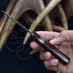 Couteau de chasse artisanal en acier Damas, manche en Micarta et bois de jute, couteau de survie Bushcraft à lame pleine, fournisseur OEM - Product Image 4