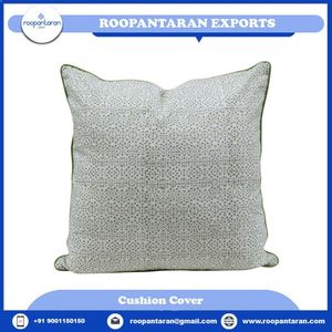 Geometric Pattern Printed Piping Cushion <b>Cover</b> 50x50 cms Throw Pillow <b>Cover</b> Cotton <b>Linen</b> Washable Modern Decorative Cushion - Product Image 4