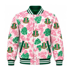 Veste universitaire tendance à prix abordable, la plus populaire, imprimé floral rose et vert, manteau décontracté unisexe, design par sublimation - Product Image 2
