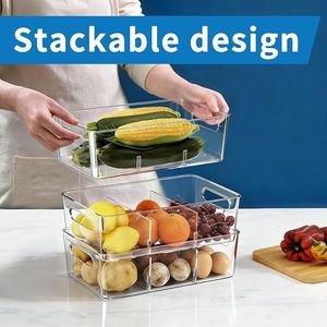 ชุดจัดระเบียบตู้กับข้าวพลาสติกใส 10 ชิ้น พร้อมตัวแบ่ง 2 ช่อง จัดระเบียบครัวและตู้เย็นได้ง่าย ผลิตภัณฑ์อะคริลิก - Product Image 3