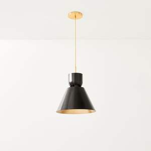 Stylish Modern Pendant Lamp <b>Black</b> <b>Shade</b> with Gold Inside Decorative Hanging Ceiling <b>Light</b> For Home Hotel Restaurant Decor - Product Image 1