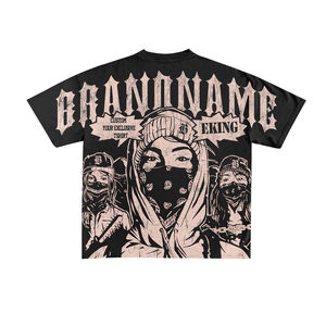 Camiseta de Hombre Personalizada con Estampado Gráfico, Corte Cuadrado, Estilo Vintage, de Algodón/Fibra de Bambú, Oversize, Antiarrugas, Transpirable, Estilo Urbano - Product Image 6