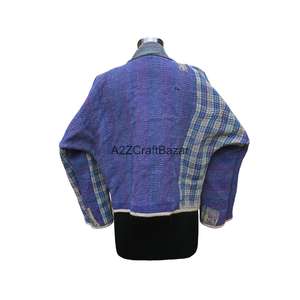 Veste réversible vintage en coton 100% tricotée à la main avec boutons, artisanale indienne, manteau d'hiver pour femmes - Product Image 5