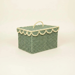Sustainable Paper Storage <b>Basket</b> Handmade Woven Rectangular Organizer <b>Basket</b> <b>with</b> <b>Lids</b> Natural Home Decor Wholesale B2B Bulk MOQ - Product Image 5
