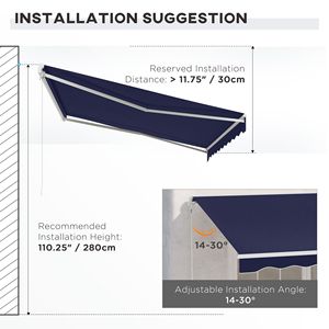Tenda Parasole Elettrica Retrattile Blu 3,6x3m con Telecomando e Manovella per Terrazzo, Balcone, Giardino - Product Image 6