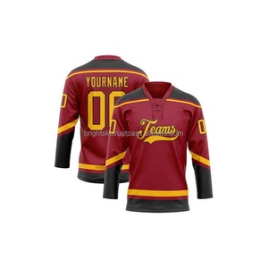 Jersey de Hockey sobre Hielo Sublimado Personalizado, Cuello de Encaje Cosido Resistente, Uniforme de Equipo - Product Image 1