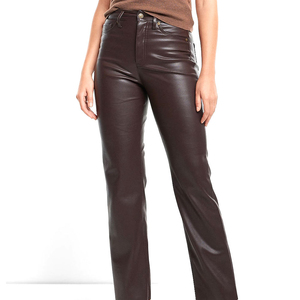 Regular <b>Stretch</b> Genuine Lambskin Leather Pants Women Casual Low Waist Fashionable High Quality Breathable Winter Flat Front - Product Image 1