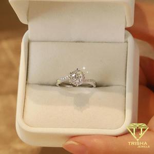 Classic Round Cut Moissanite Diamond <b>Ring</b> 925 Sterling <b>Silver</b> Elegant <b>Solitaire</b> Wedding Jewelry For Women - Product Image 3