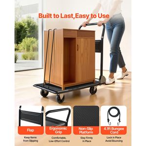 Carrello Pieghevole da 700 Libbre con Piattaforma in Acciaio a 2 Livelli e Ruote ad Alta Resistenza per Traslochi - Product Image 5