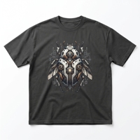 Camiseta Cyber Beetle Mecánica |   Camiseta de algodón grueso de 240 GSM en gris carbón oscuro con diseño de circuito tecnológico