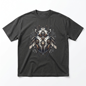 T-shirt mécanique Cyber Beetle |   T-shirt en coton épais gris anthracite 240 GSM avec motif circuit technique - Product Image 1