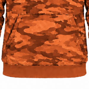 เสื้อฮู้ดดี้ลายพรางสีส้มไหม้สำหรับผู้ชาย เสื้อสเวตเชิ้ตพิมพ์ลายพรางแบบกำหนดเอง มีกระเป๋าจิงโจ้ เชือกผูก ปรับได้ แขนยาว สวมใส่สบายๆ สำหรับกิจกรรมกลางแจ้ง - Product Image 6