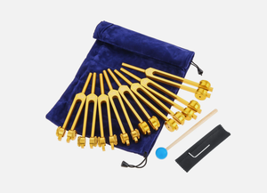 Ensemble de diapasons pour chakras, 7 chakras + 1 OM, thérapie sonore, guérison, lestés avec marteau. - Product Image 2