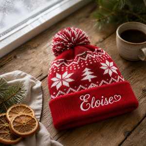 Gorro Personalizado con Logotipo/Texto, Gorro de Punto Cálido, Gorro de Invierno Unisex, Gorros con Monograma a Juego para Niños y Adultos, Regalo de Navidad - Product Image 4