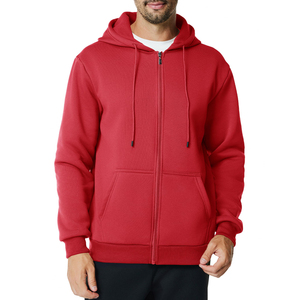 Sudadera con capucha de corte regular, informal, de forro polar, color liso, con cremallera, de alta calidad para hombre, a precio económico, con cuello con cremallera para el invierno. - Product Image 1